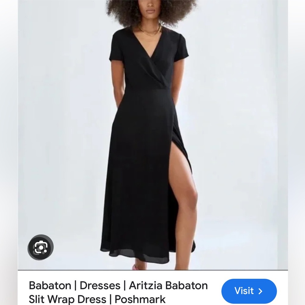 Babaton tie front black slit dress in black